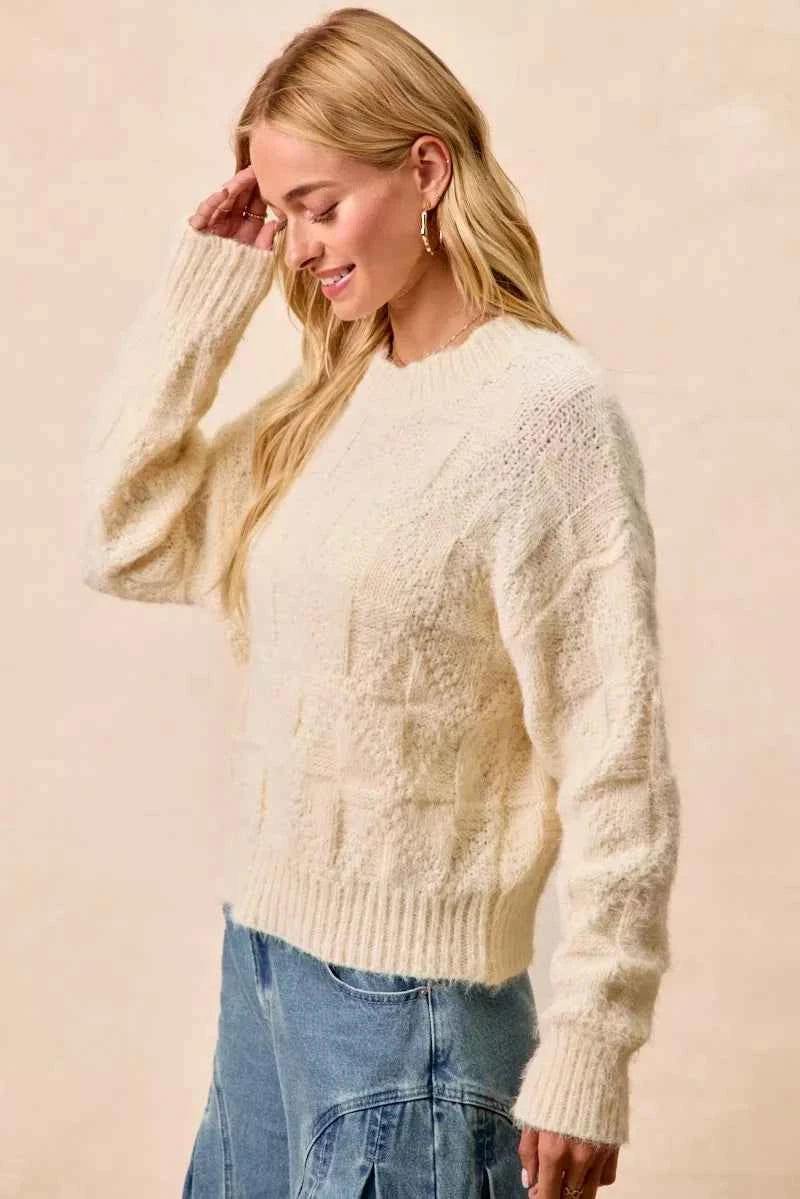 BiBi Checker Board Drop Shoulder Sweater f485d9cc33c74f3cafb885e4a09761b8-Max-Origin