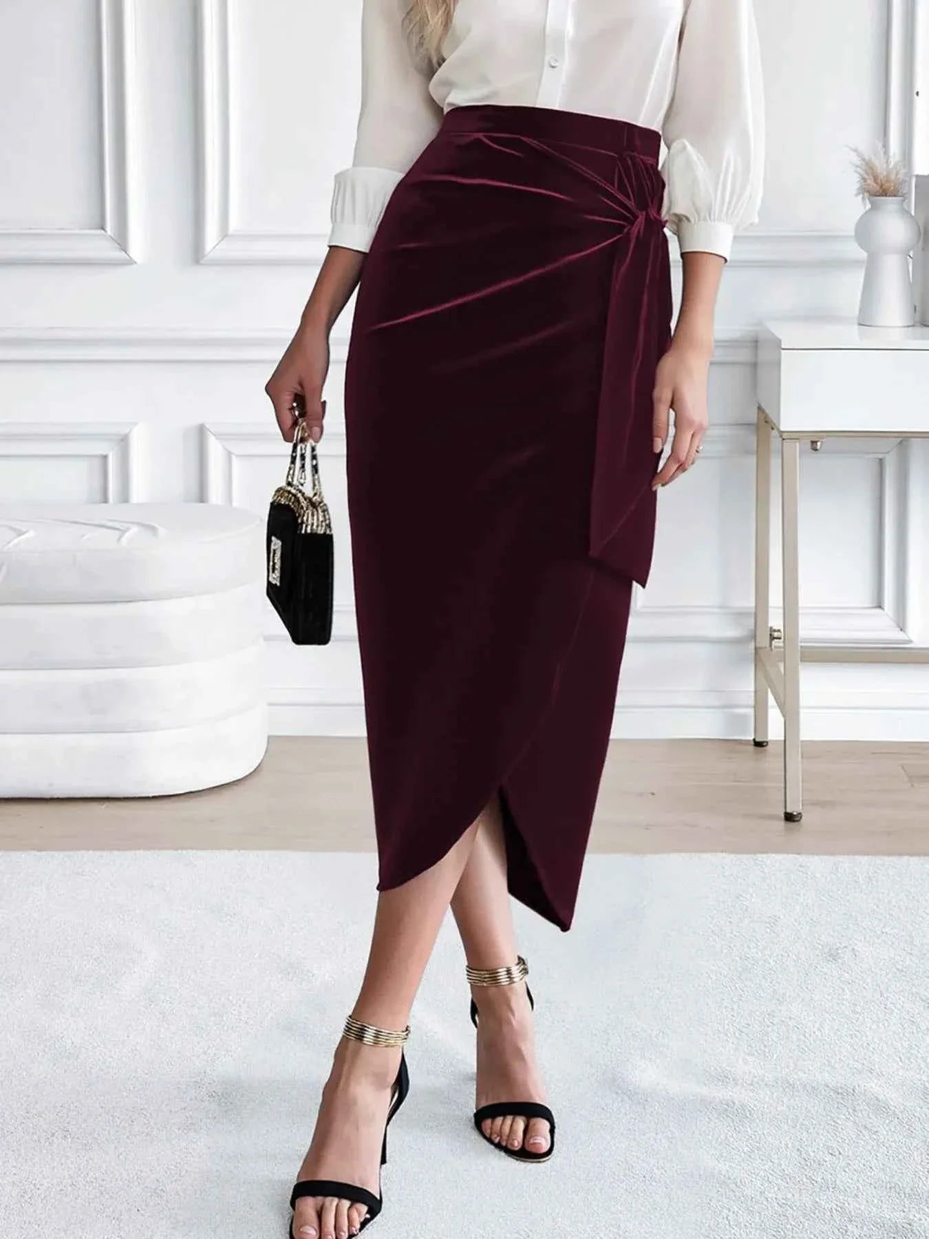 Side Tied Velvet Skirt f4ceb0e6-76fa-415c-9bf9-f71301008fc7-Max-Origin