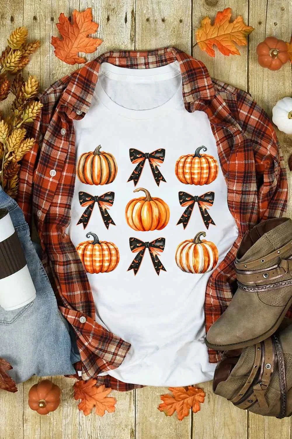 Pumpkin Round Neck Short Sleeve T-Shirt f4f8bc56-3a74-43d4-a134-3f3866d772b7-Max