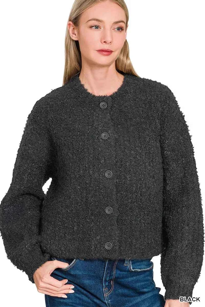Zenana Button Down Wool Cardigan Sweater BLACK f4f8fb7281c84609b27ce7e251498373-Max-Origin