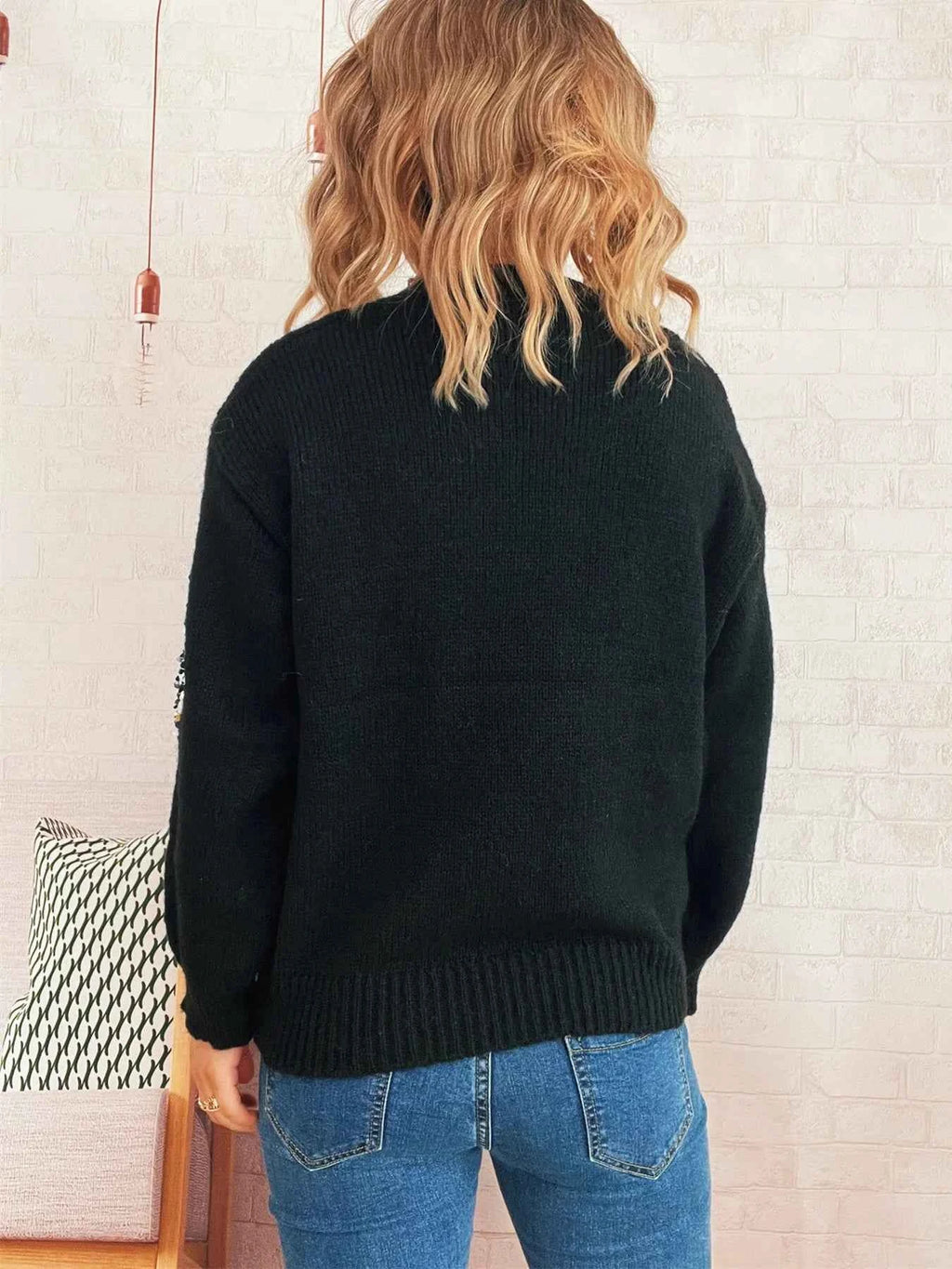 Sequined Diamond Pattern Oversized Sweater f5465a4be4ce46aaafc0b9fb3c7ac7df-Max-Origin