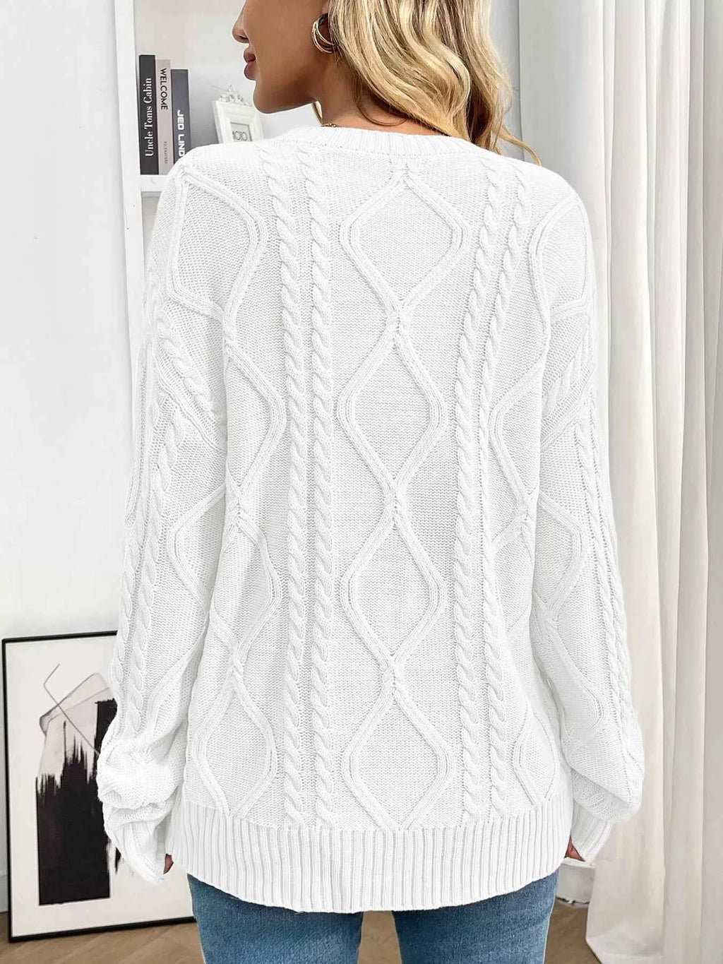 Cable Knit Round Neck Long Sleeve Sweater f572580cf1ae42adb1c7d16d05575076-Max-Origin