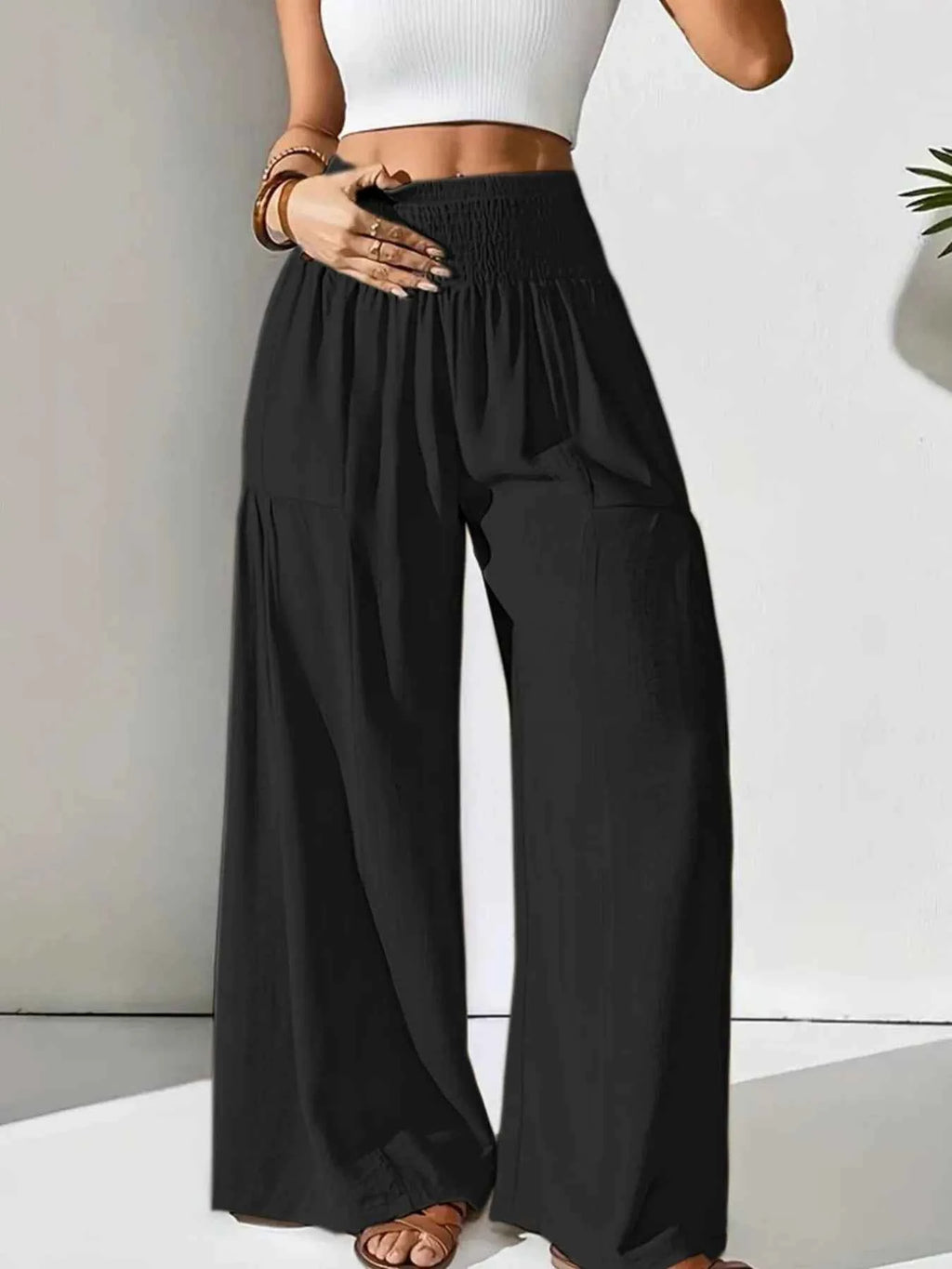 Smocked Waist Wide Leg Pants f57bf6cd-c4aa-408e-ae2c-64a8e08eadb4-Max-Origin