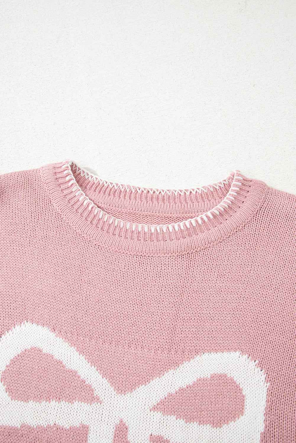 White Sweet Bow Long Sleeve Knit Sweater f61877301d986d39