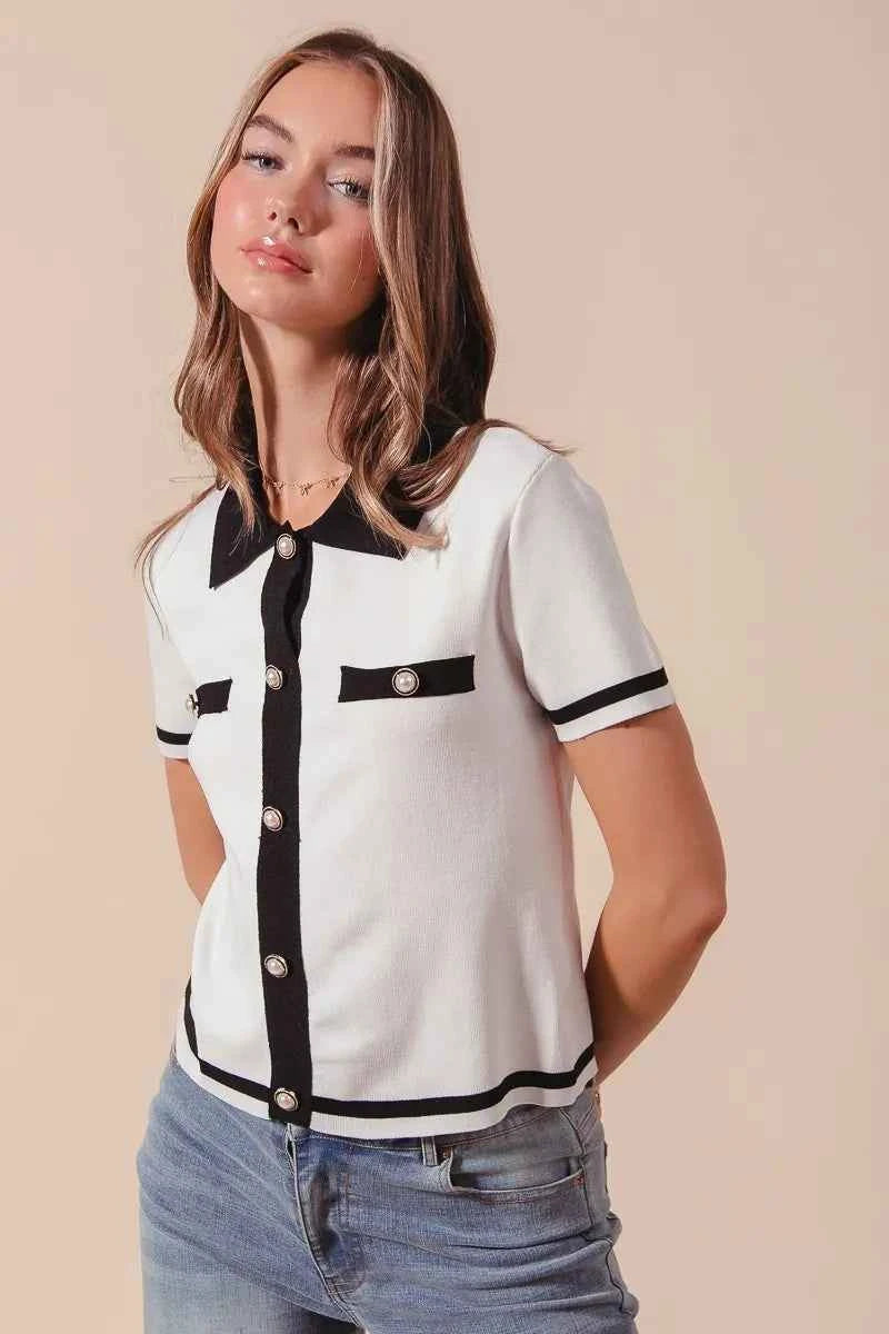 SO ME Button Down Knitted Sweater Shirt Top f6288befed90405aaeb89b5dac48fb74-Max-Origin