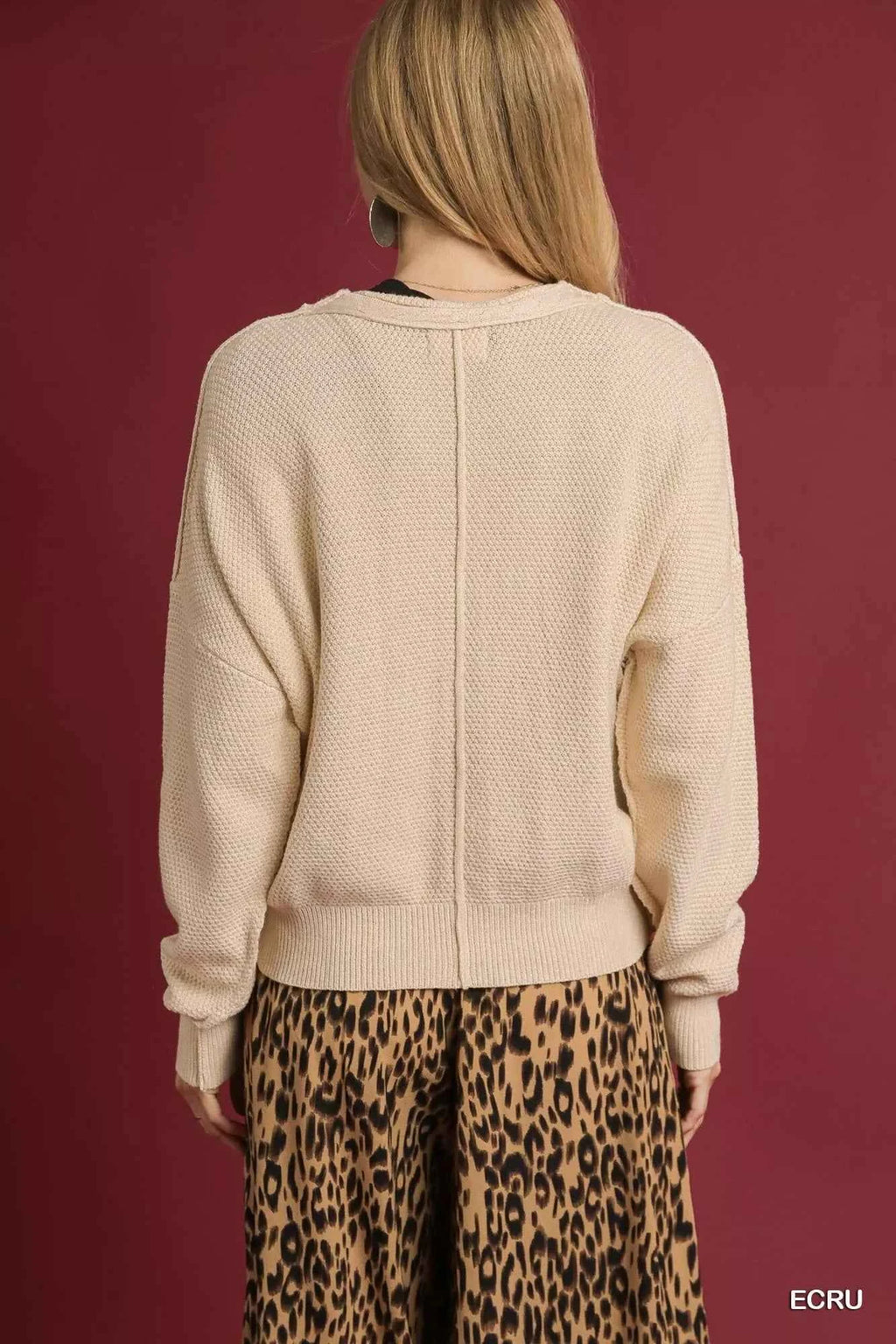 Umgee Chunky Cable Knit V-Neck Button-Up Cardigan f63806a3-6a41-474b-b26e-e8e49df99fd3-Max-Origin