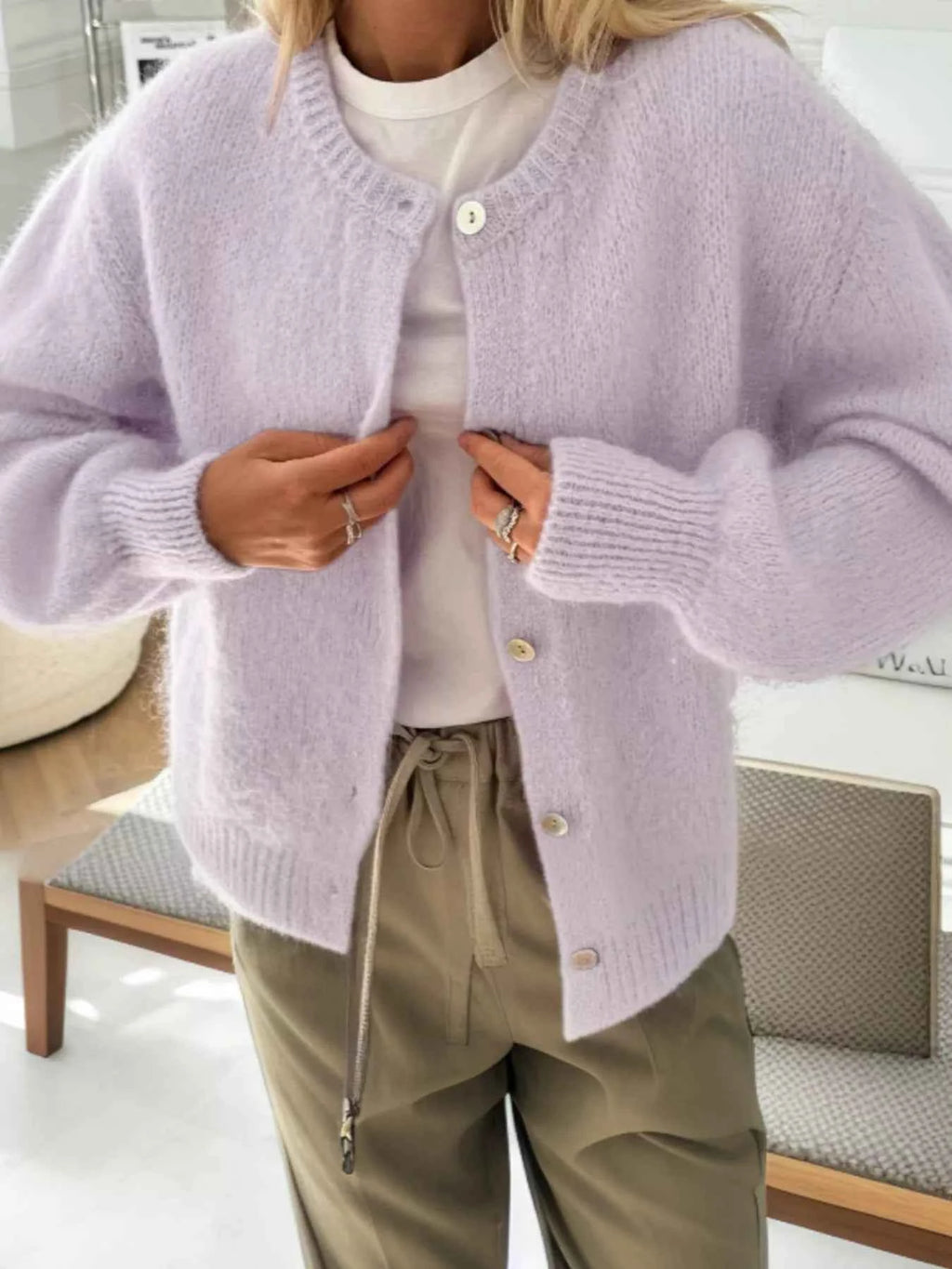 Button-Front Round Neck Cardigan Pink Purple f63f561288f84f1bac6c867241371ab1-Max-Origin