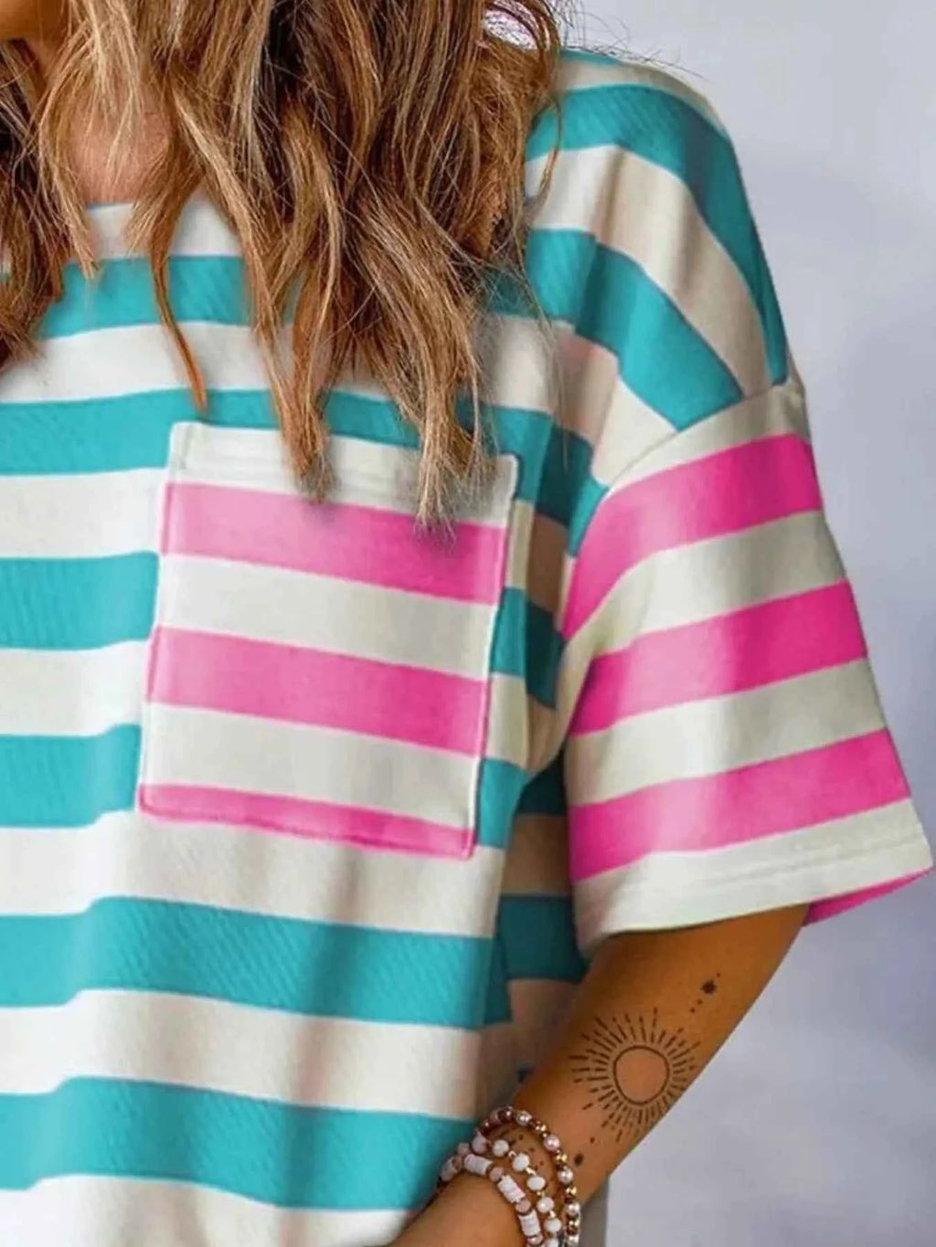 Striped Oversized Short Sleeve T-Shirt f6938c0b-6a28-4079-938e-52588df449e1-Max-Origin