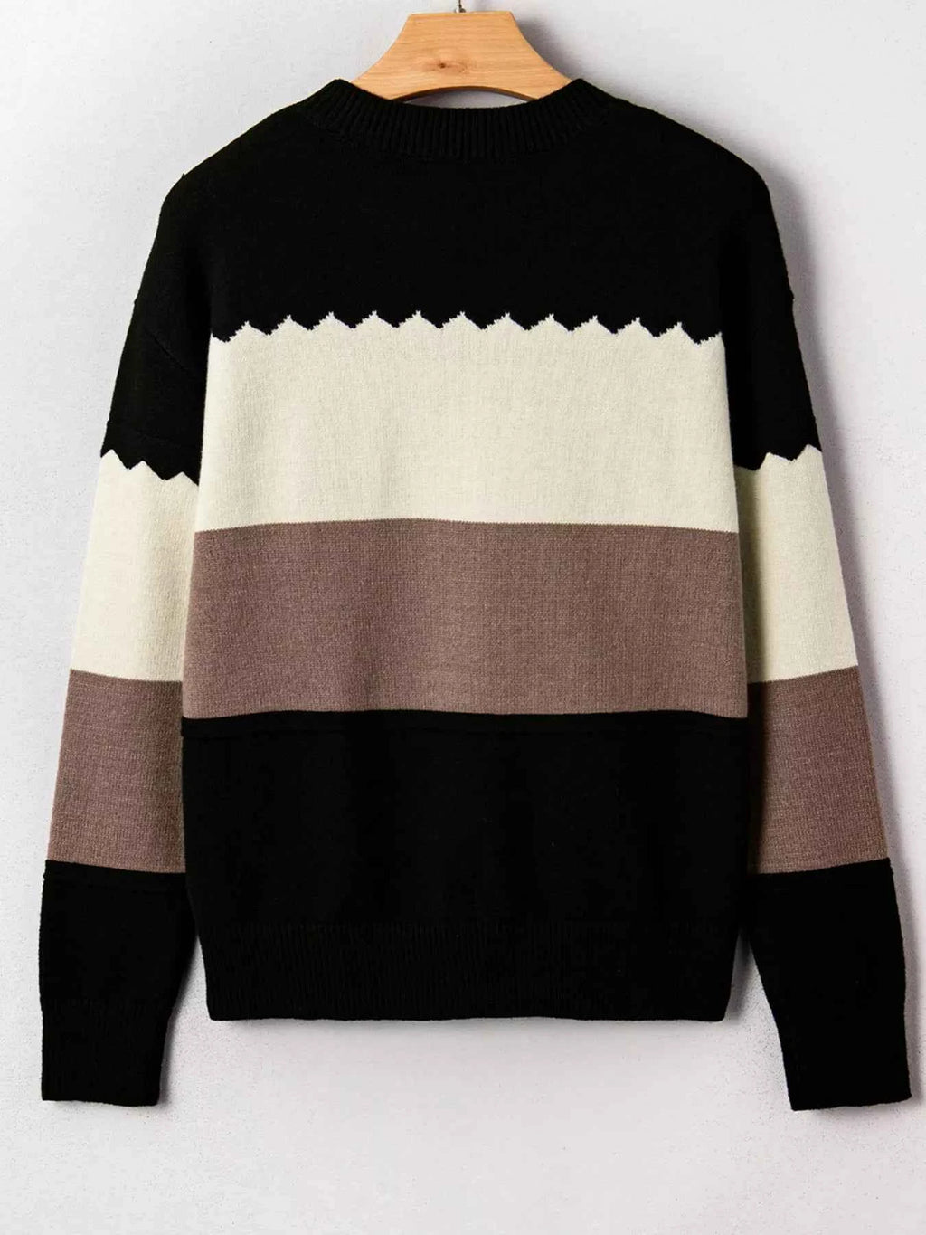 Color Block Crew Neck Drop Shoulder Sweater f6978164e624496f8c630b329be0d37f-Max-Origin