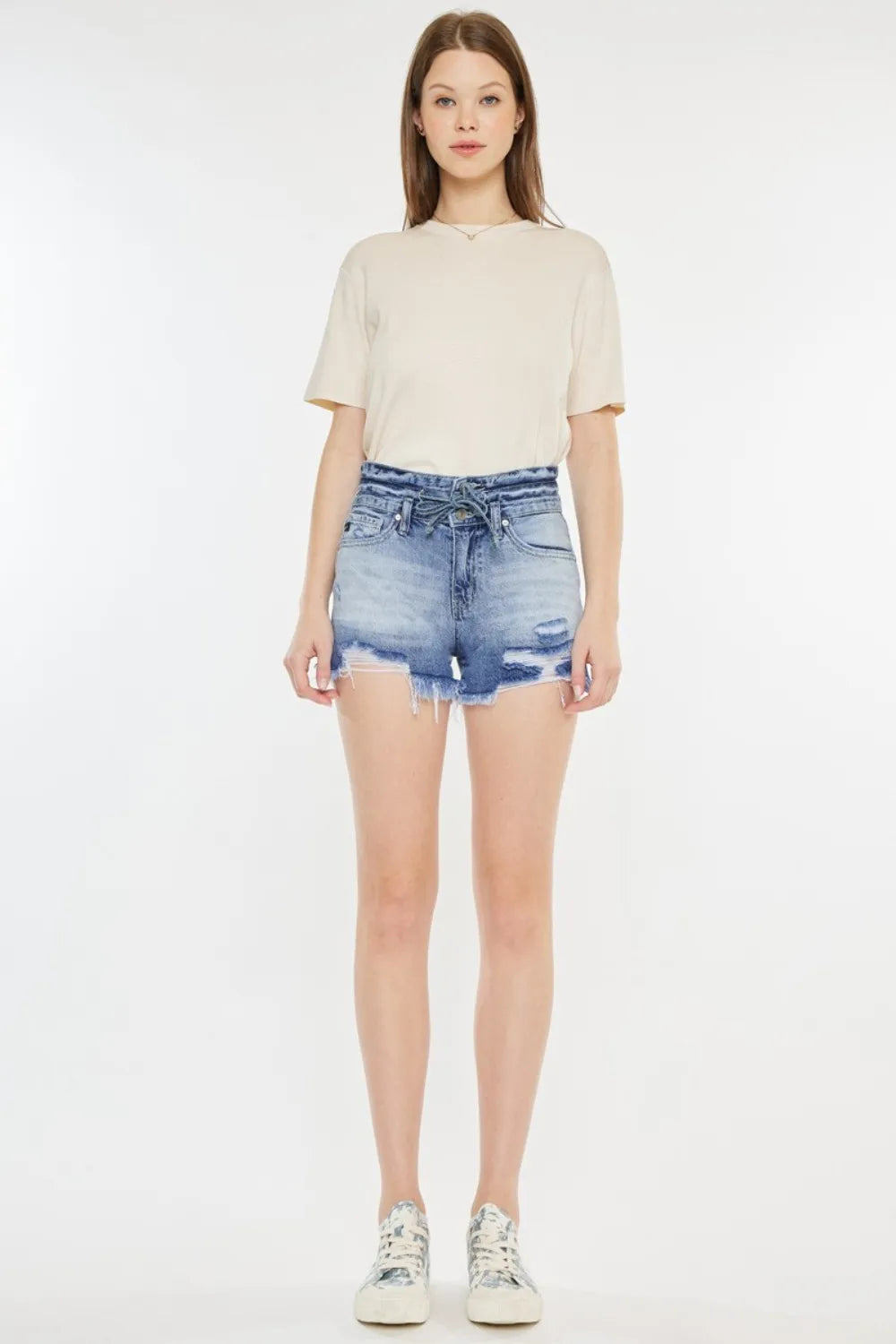 Kancan High Rise Frayed Hem Denim Shorts f6a3a251-8bd6-4eb2-b78d-bef27c9f698c-Max