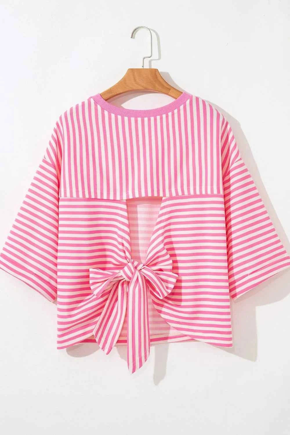 Striped Tie-Back Blouse with Cutout Detail f6a96a50-568a-4780-aa1f-10422ea46604-Max-Origin