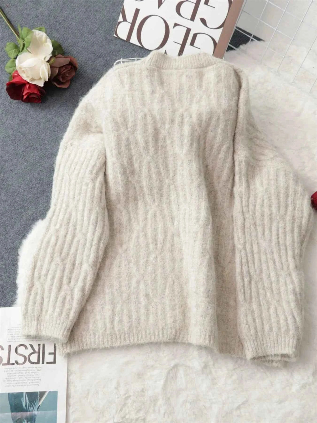Cable Knit Button-Up Cardigan f6abf665f0ae43d0903303273b721587-Max-Origin