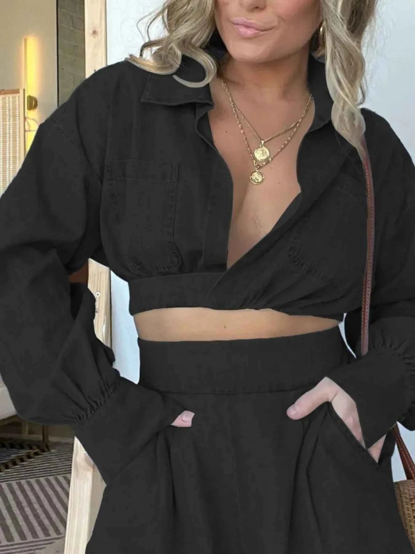 Full Size Long Sleeve Top and Shorts Denim Set Plus Size Black f6e84abd-98c8-4a61-a0a8-c0d68ced8903-Max-Origin