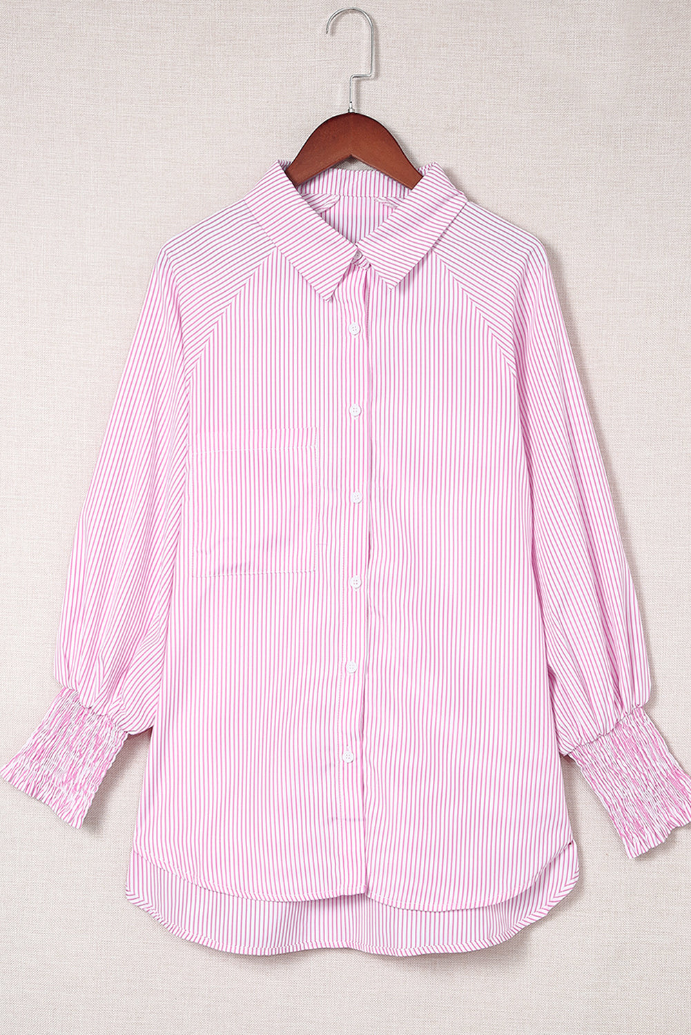Pink Striped Pocket Button Up Plus Size Shirt f6f108092a265f45