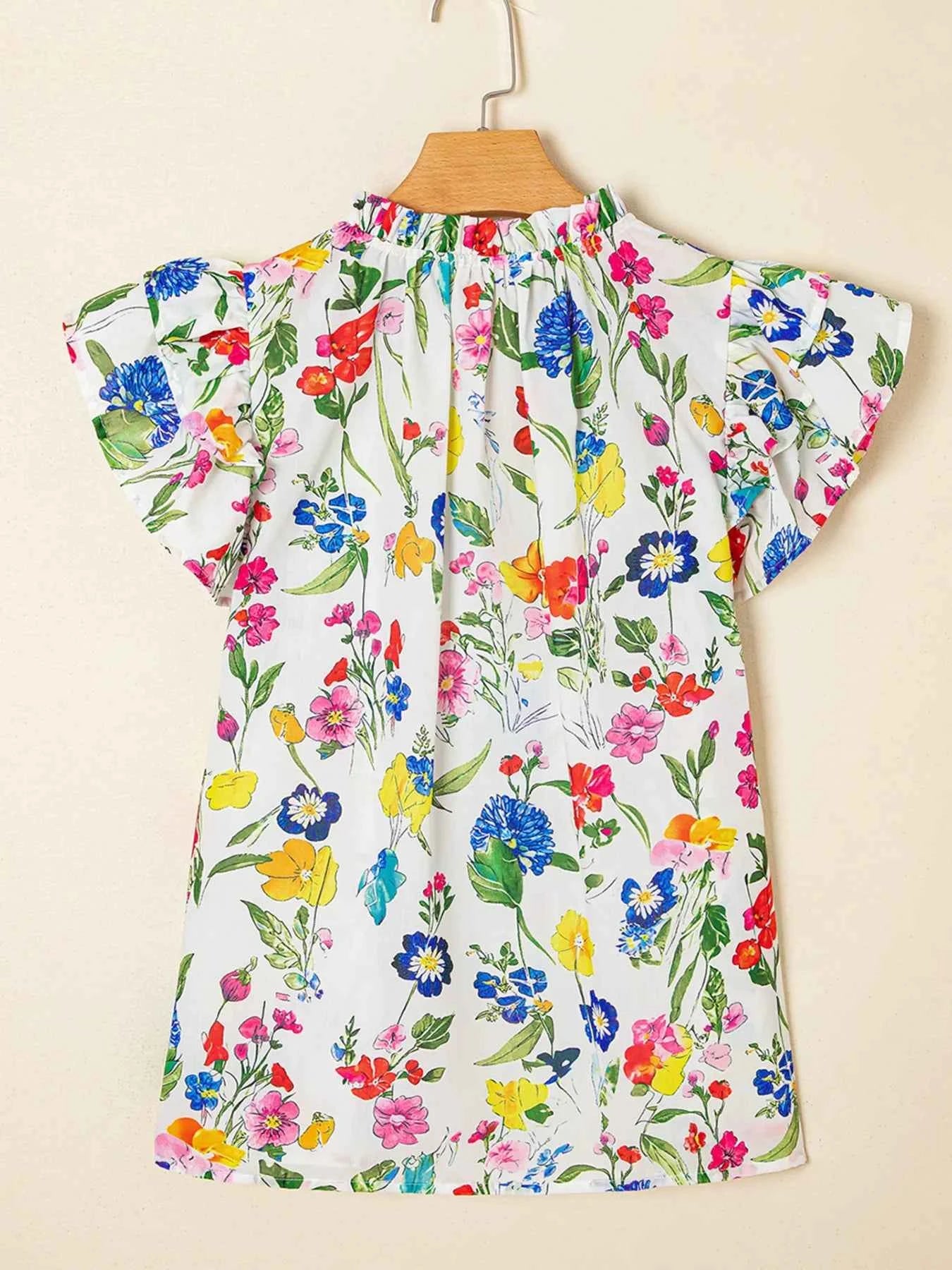 Floral Print Ruffle Layered Short Sleeve Blouse f70ea1e16a7e4e049fc79f36331b7d52-Max-Origin