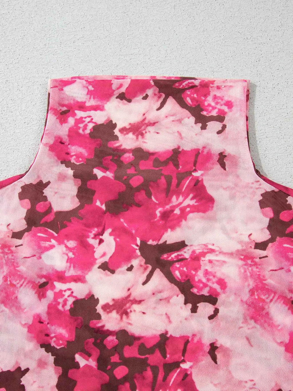 Floral Mesh Flounce Sleeve Mock Neck Blouse f72211f8a2104f4ea97328fa2ab787d1-Max-Origin