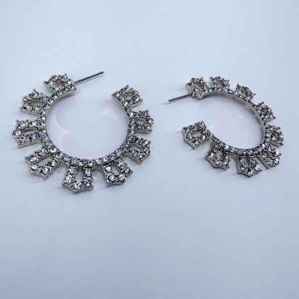 Gold or Silver Finish Clear Rhinestones Round Hoop f739bc09-99bf-4095-af3e-c425b218826f