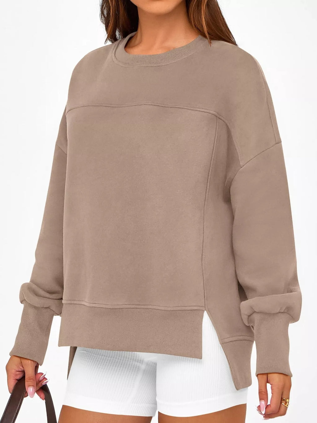 Slit Round Neck Dropped Shoulder Sweatshirt f79a60f3cf26440bb173a34c68abb0f8-Max-Origin