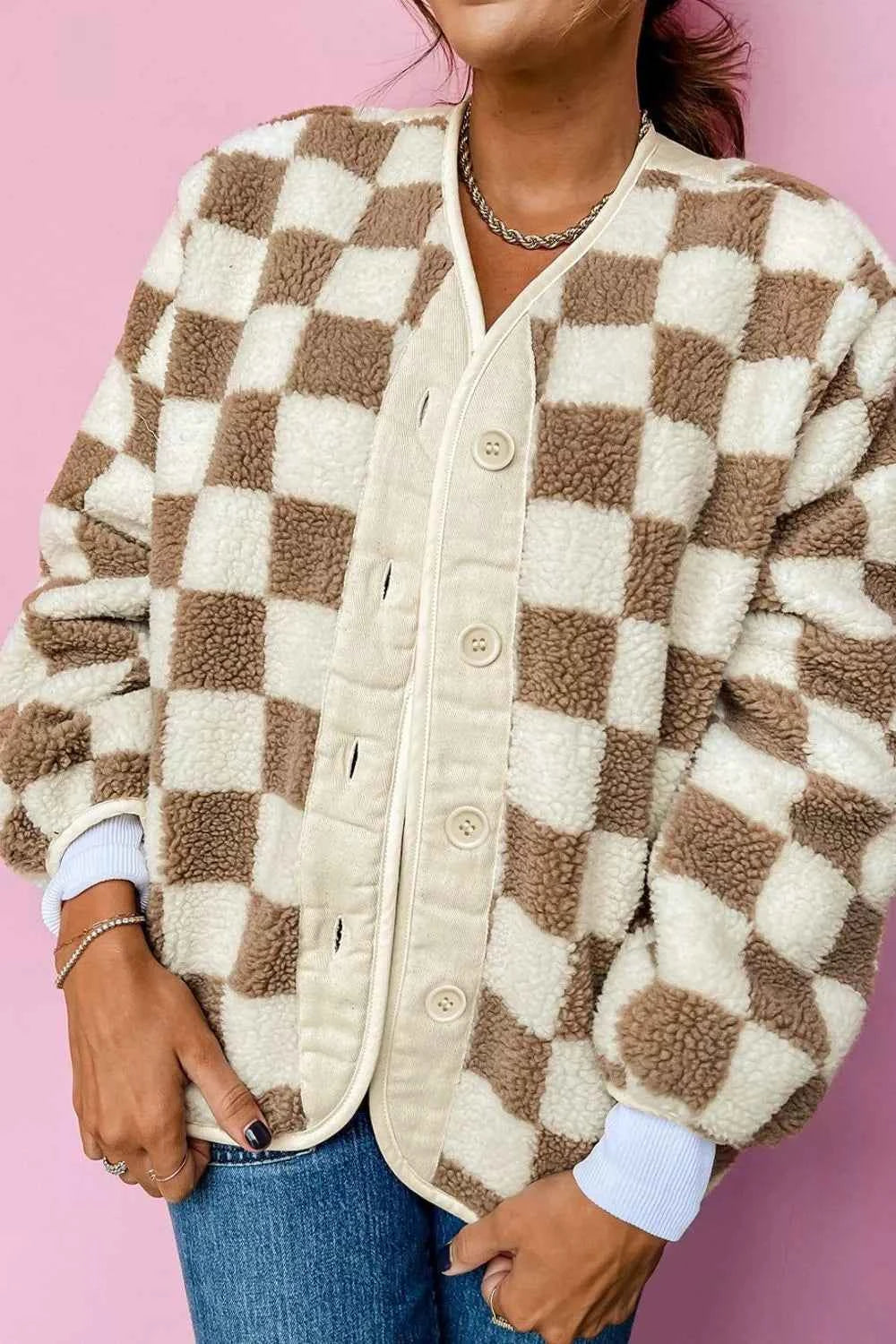 Checkered Sherpa Oversized Button Up Jacket f7a29541-fb79-4f4b-8961-4d1a625c3748-Max-Origin