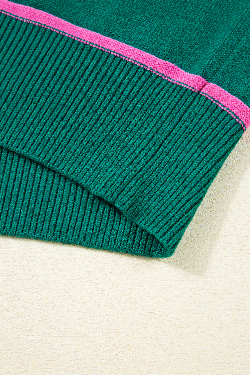 Green Striped Half Button Drop Shoulder Oversized Sweater f7aedcea87226994