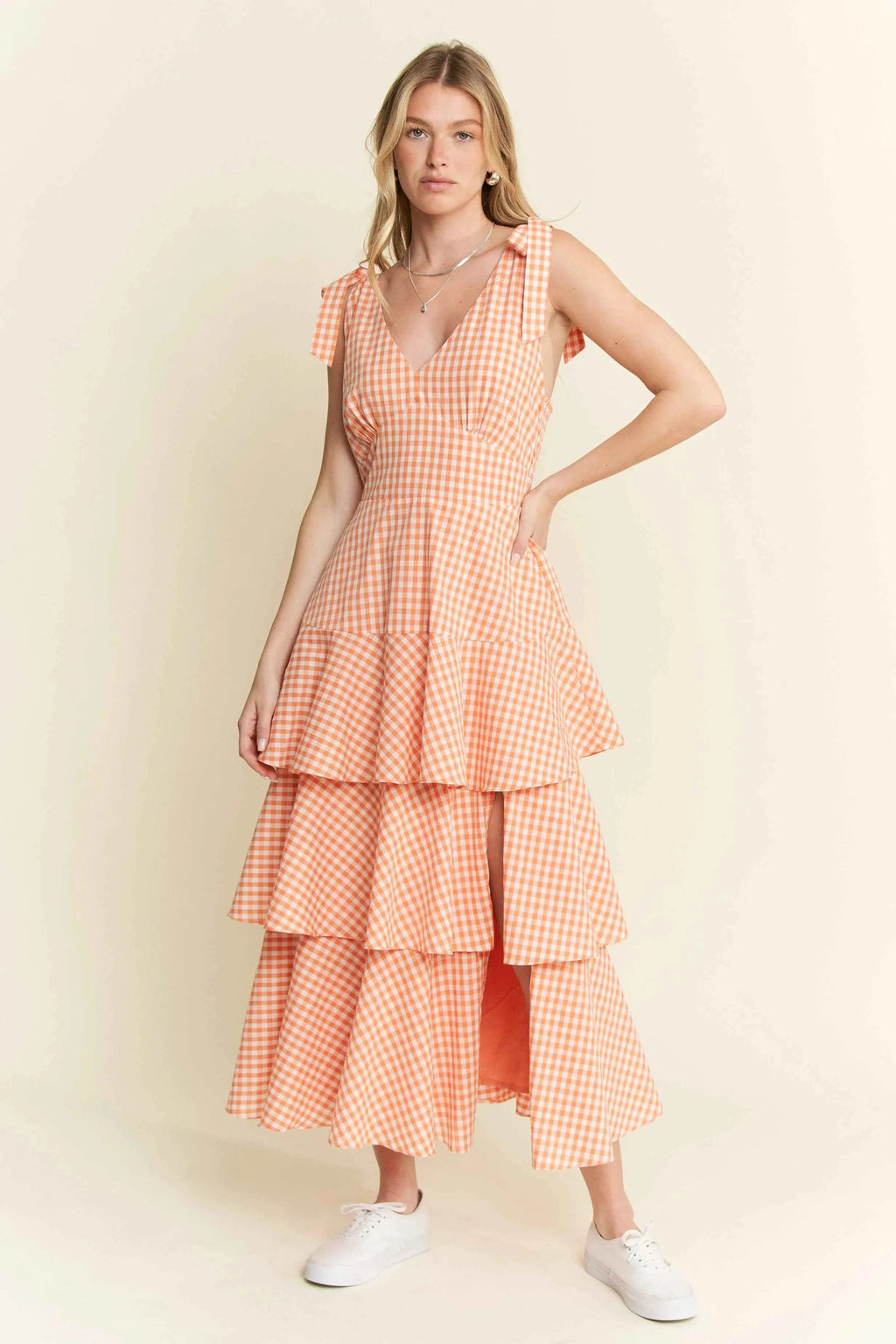 Jade By Jane Sleeveless Gingham Print Tiered Midi Dress f7c51b6de0bb4f79a50400bfaea44048-Max-Origin