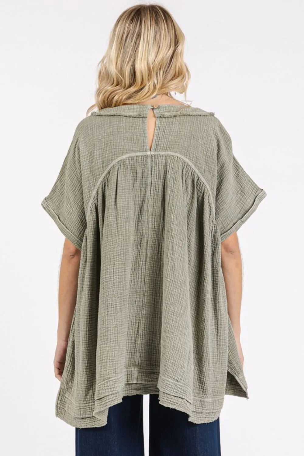 Mittoshop Mineral Wash Gauze Babydoll V-Neck Oversized Blouse f7cb983a-7f99-4ec3-bda0-4d774da4184d-Max