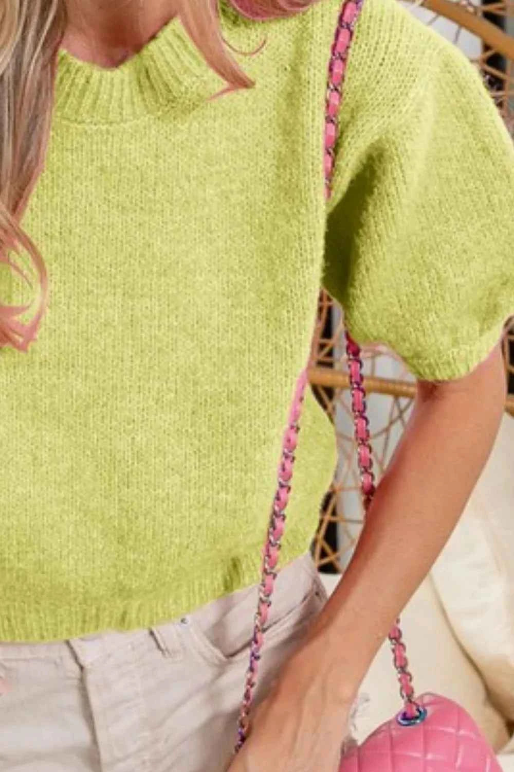 BiBi Short Puff Sleeve Knit Pullover Sweater f7f56686-0eab-457b-b0a2-196e5e9d91df-Max-Origin