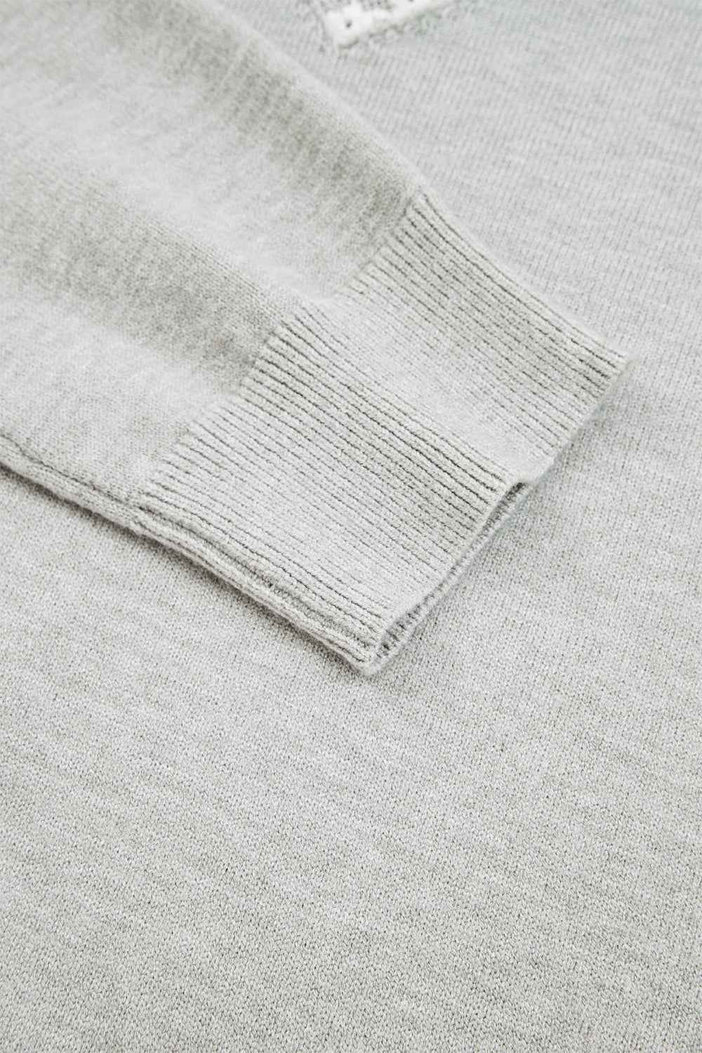 Light Grey Button Keyhole Lace Patchwork Drop Shoulder Sweater f8259fd9316b4c5d