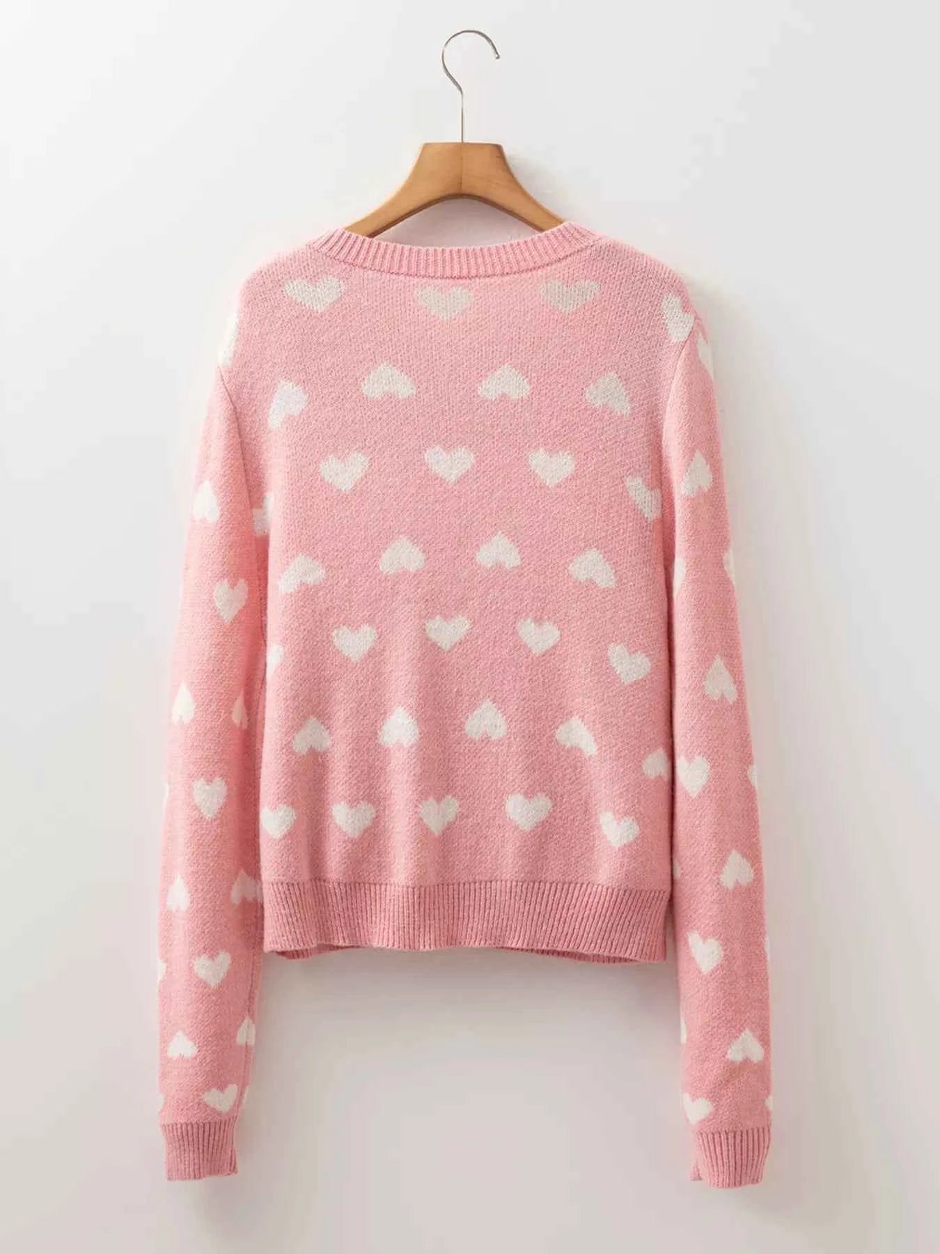 Heart Pattern Button Front Cardigan f8392b67a1ea4ce5b03cf522feb3dab4-Max-Origin