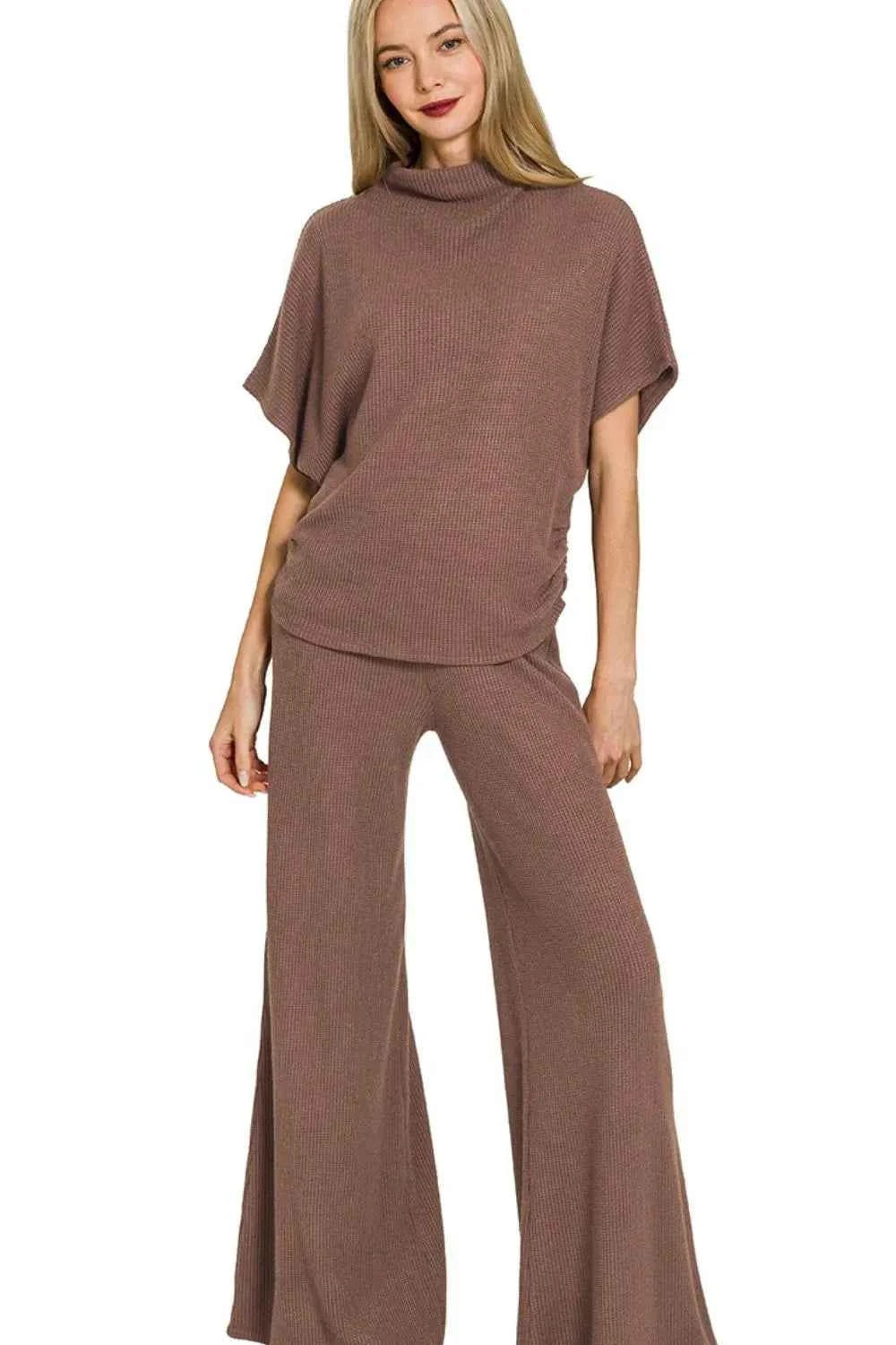 Zenana Sweater Mock Neck Top & Long Pants Set BROWN f874fd16-1cfa-47ce-8519-9e7bf0a5f078-Max-Origin