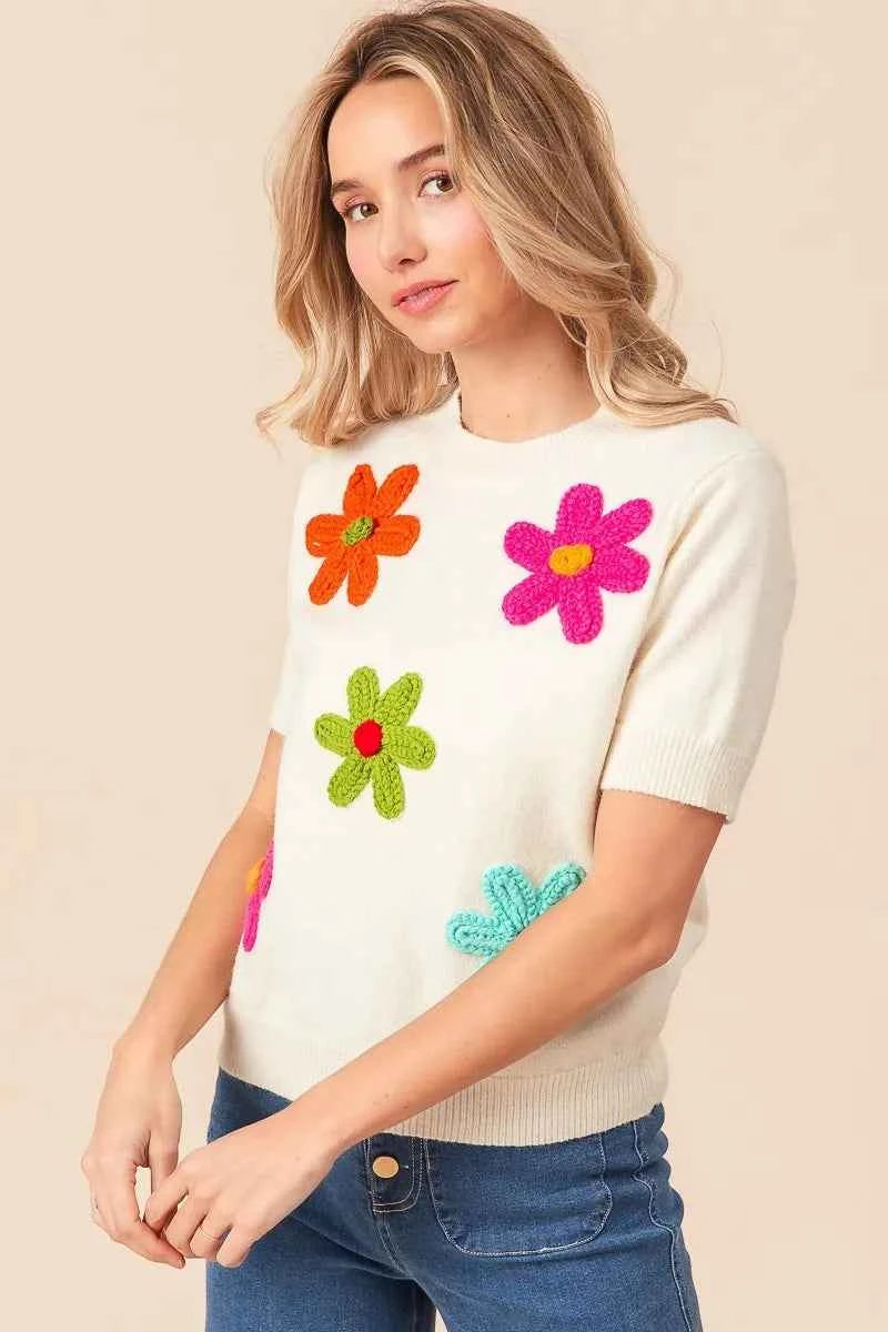 BiBi Crochet Flower Patch Sweater Top f884e6a3dd2440bf90326b4692dc7959-Max-Origin