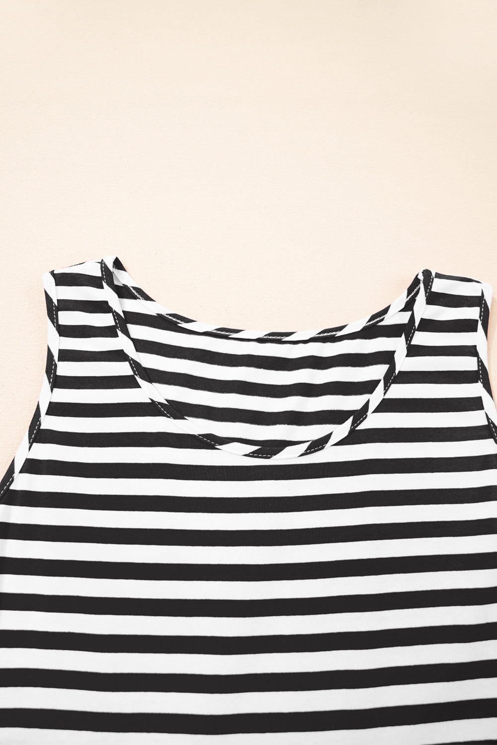 Black Stripe U Neck Sleeveless Loose Fit Mini Dress f89b66505179815d