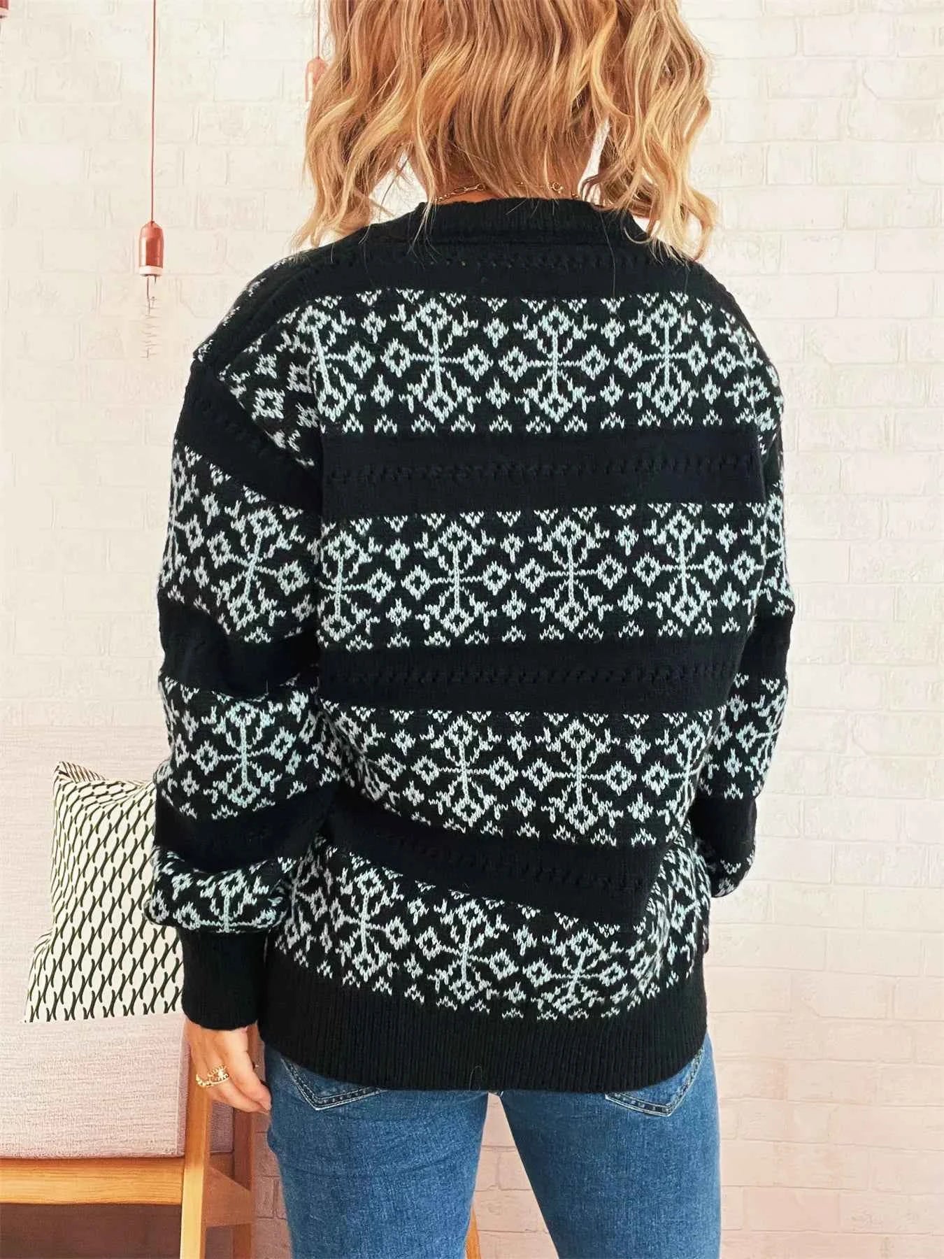 Contrast Ribbed hem Long Sleeve Sweater f9289db3462049b4b18839c46bceb90d-Max-Origin