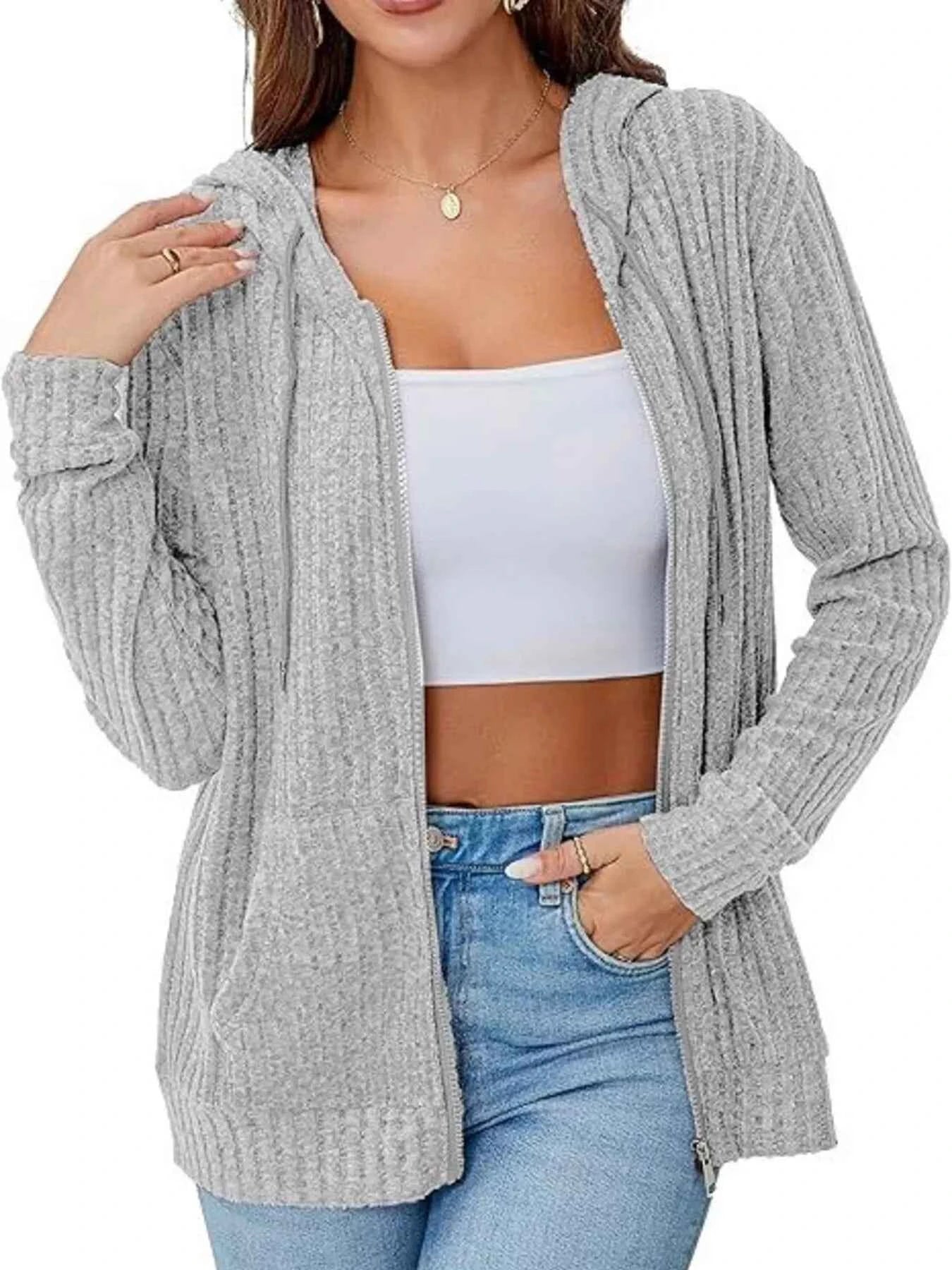 Ribbed Zip Up Hooded Outerwear f92d952e87ad43d3b0a3e3021f6452b6-Max-Origin