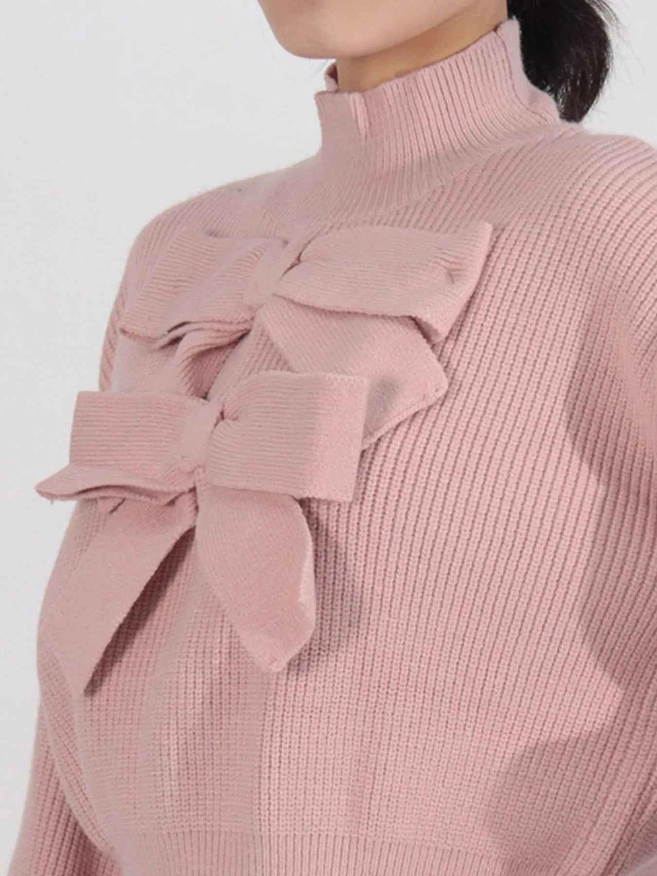Bow Front Turtleneck Long Sleeve Sweater f930be27-d826-4733-89a6-7ddb1e64aec1-Max-Origin