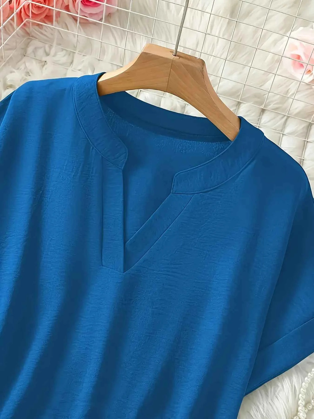 Casual Notched Short Sleeve Blouse f95febb462ad4e8882c49deb339c21c2-Max-Origin