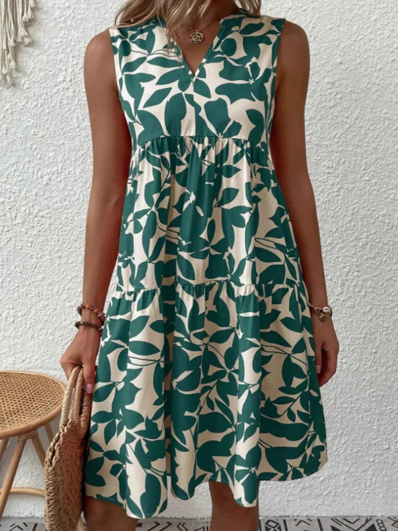 Printed V-Neck Sleeveless Mini Dress f9740c7967ac468aaf4b7012028c0ef0-Max-Origin