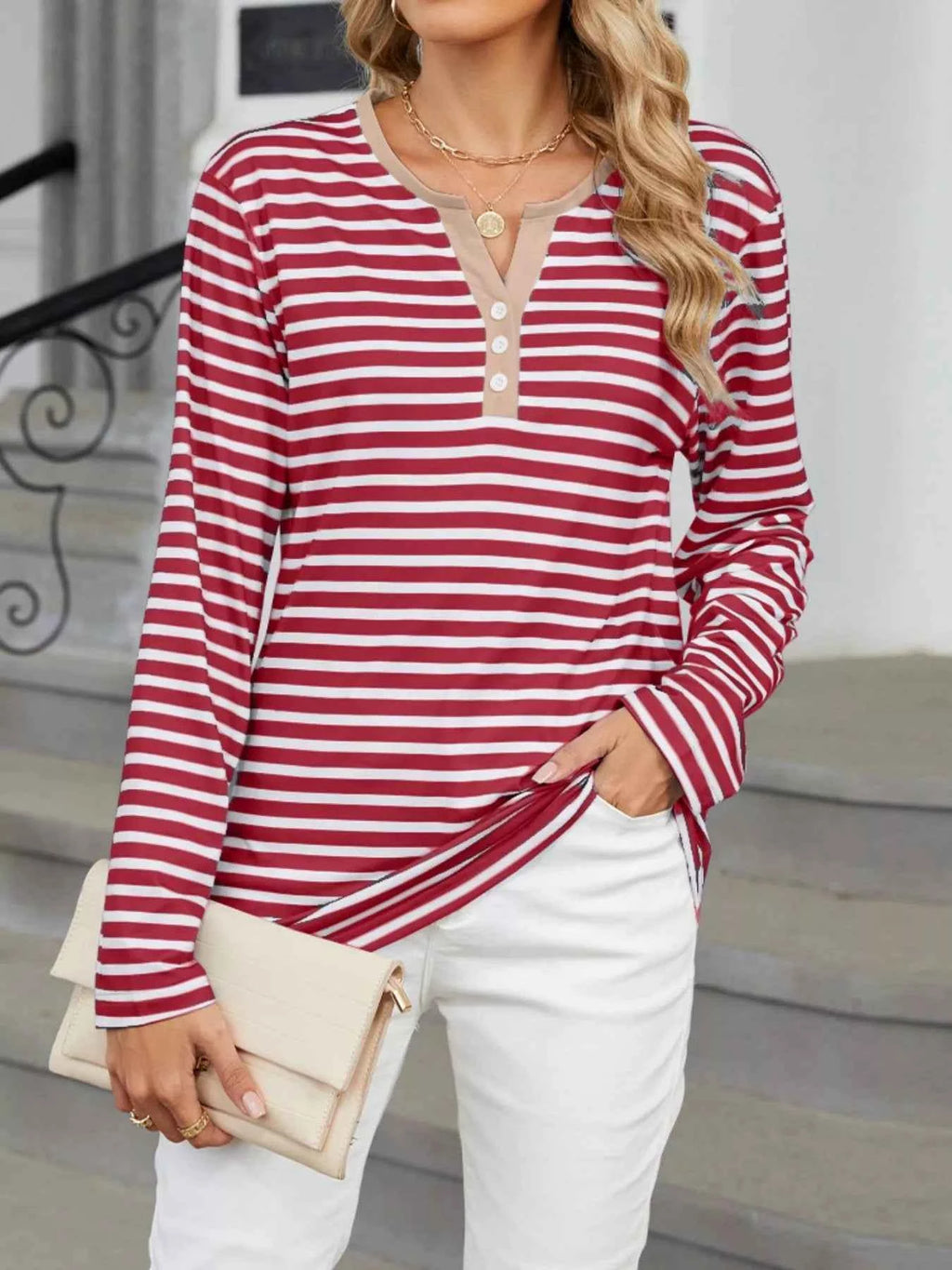 Striped Long Sleeve Henley T-Shirt f9a89174-47f8-4c21-895e-69295dcc75f1-Max-Origin