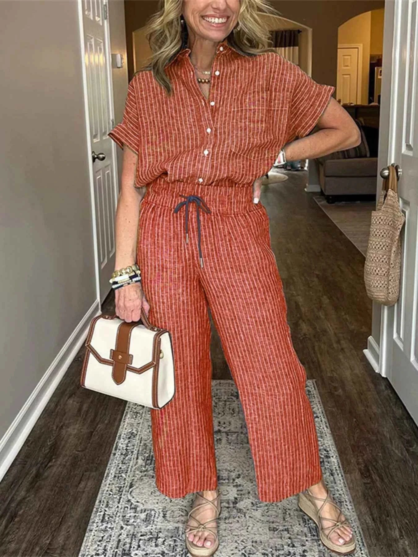 Full Size Striped Button-Up Shirt and Wide Leg Pants Casual Set Plus Size Orange-red f9c066a8-0d65-4906-a956-6ca0b70307d1-Max-Origin