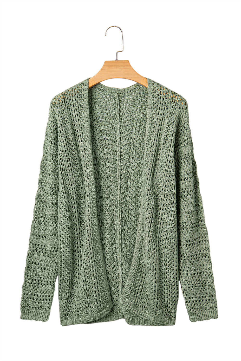 Green Bay Scalloped Edge Eyelet Knit Batwing Sleeve Cardigan f9d636088027fcaa