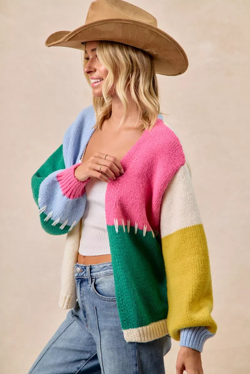 BiBi Color Block Open Front Sweater Cardigan f9ee42125aca4753a3fee7560673f66f-Max-Origin