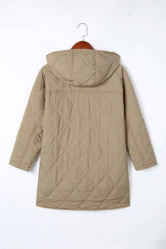 Solid Quilted Snap Button Hooded Puffer Coat f9f3bf28-7c36-4c8e-9b17-ebf40bd86134