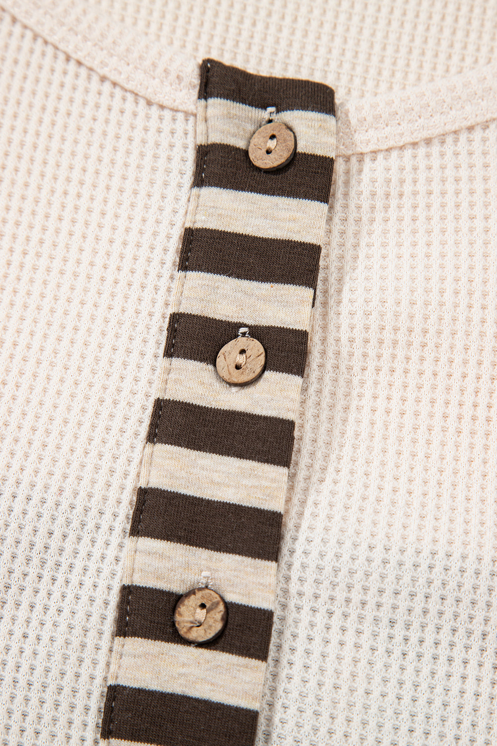 Parchment Plus Size Waffle Striped Plaid Patchwork Henley Pullover fa3739587f3cd1ef