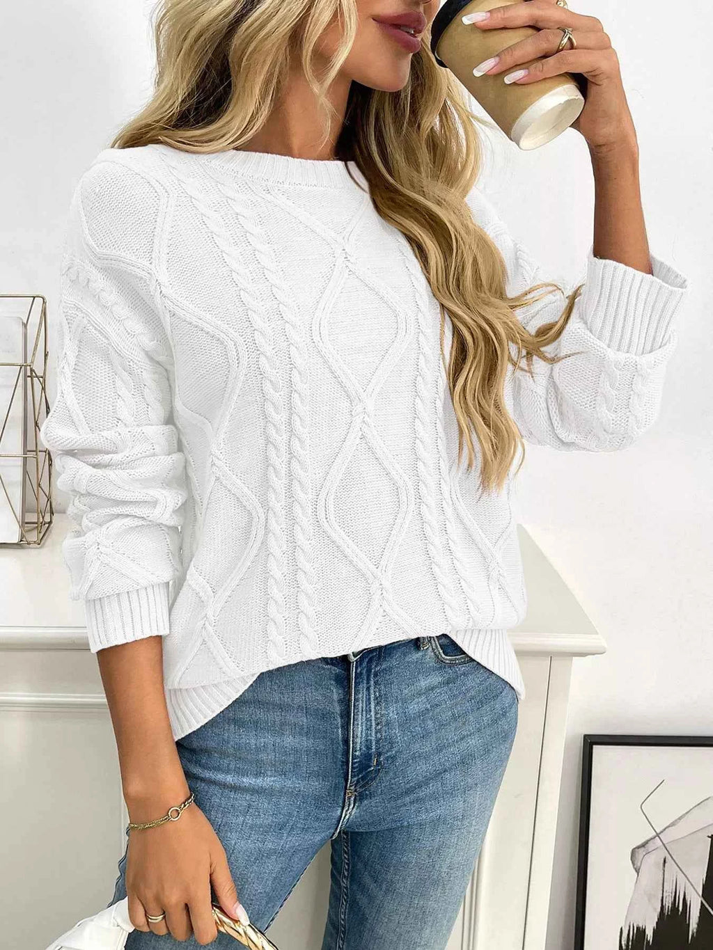 Cable Knit Round Neck Long Sleeve Sweater fa452ff2724146c2a57da7f1846112b1-Max-Origin