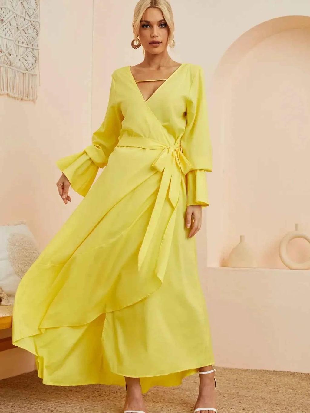 Ruffled Wrap Maxi Dress with Bell Sleeves fa71041ba57846258b146cb99ed5dd4c-Max-Origin