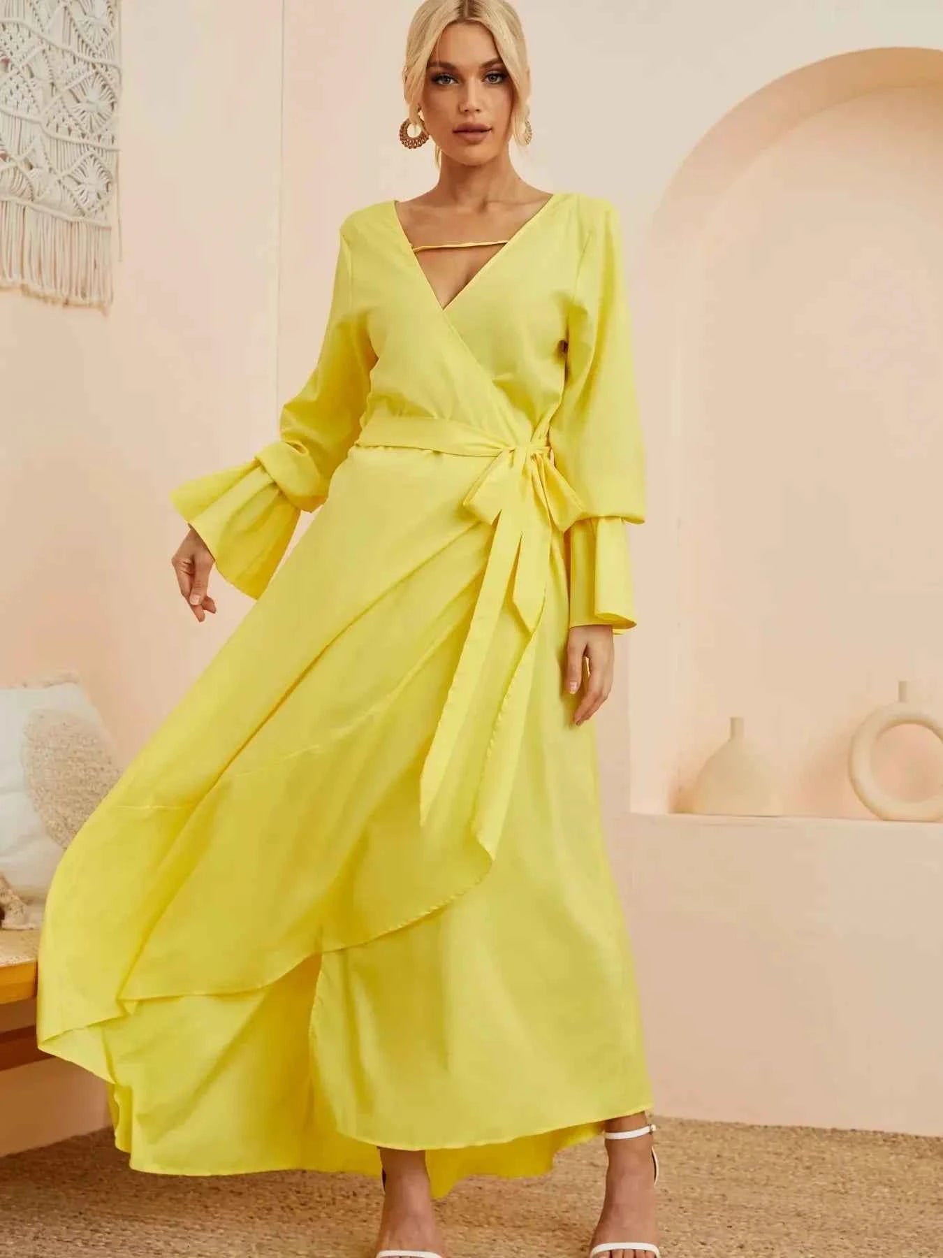 Ruffled Wrap Maxi Dress with Bell Sleeves fa71041ba57846258b146cb99ed5dd4c-Max-Origin