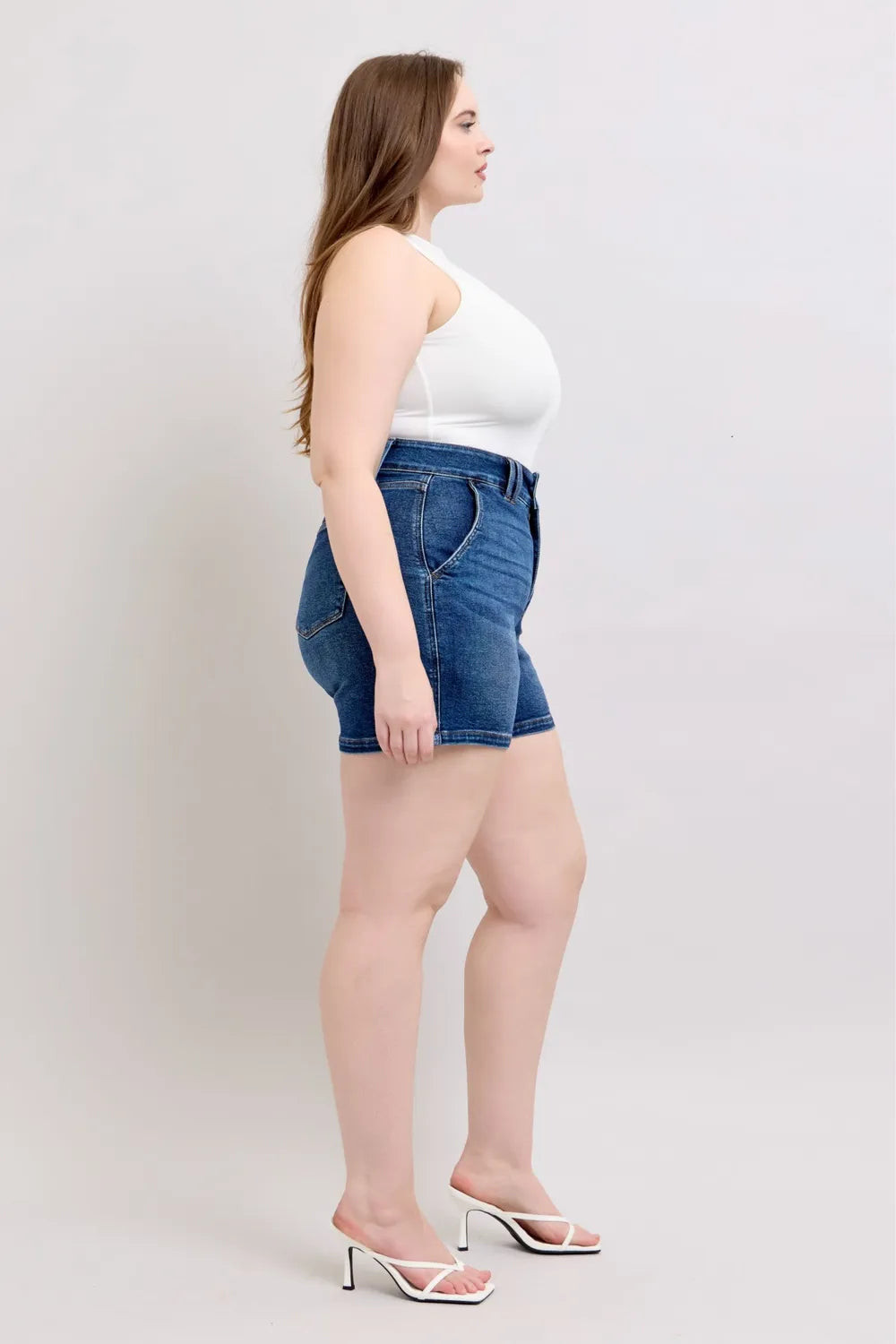 Judy Blue Full Size Double Button Waistband Denim Shorts Plus Size fa9914a7-0585-4f83-9cce-a96db9a95a1a-Max