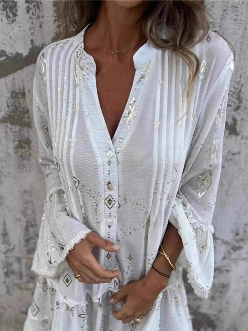 Full Size Printed Notched Flare Sleeve Dress Plus Size fab8651bfb6746ccb9ccef69e8125508-Max-Origin
