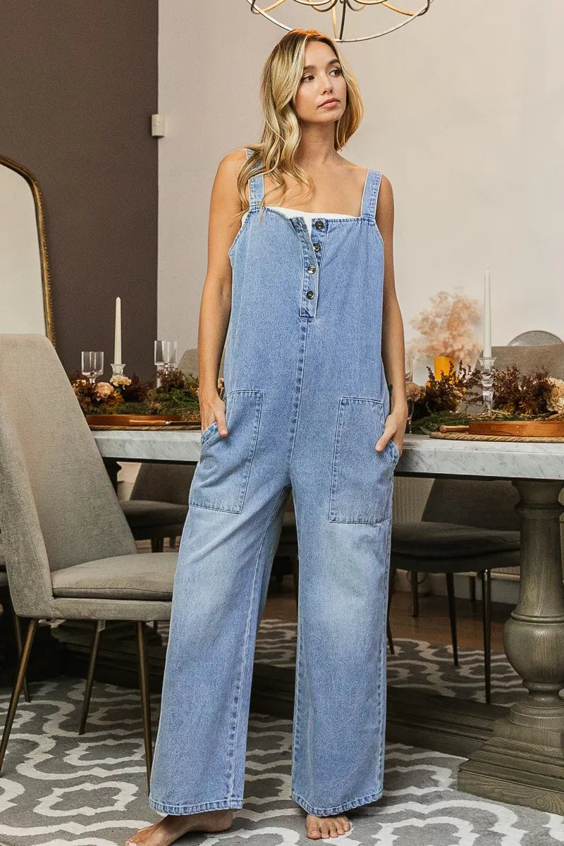 BiBi Washed Denim Buttoned Overall Jumpsuit faefd736e7284c59978454e05a0060dc-Max-Origin