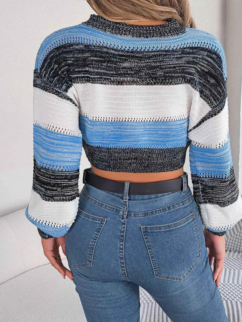 Cropped Striped Color Block Drop Shoulder Sweater faf628937b5a4255aa78c936747e5559-Max-Origin